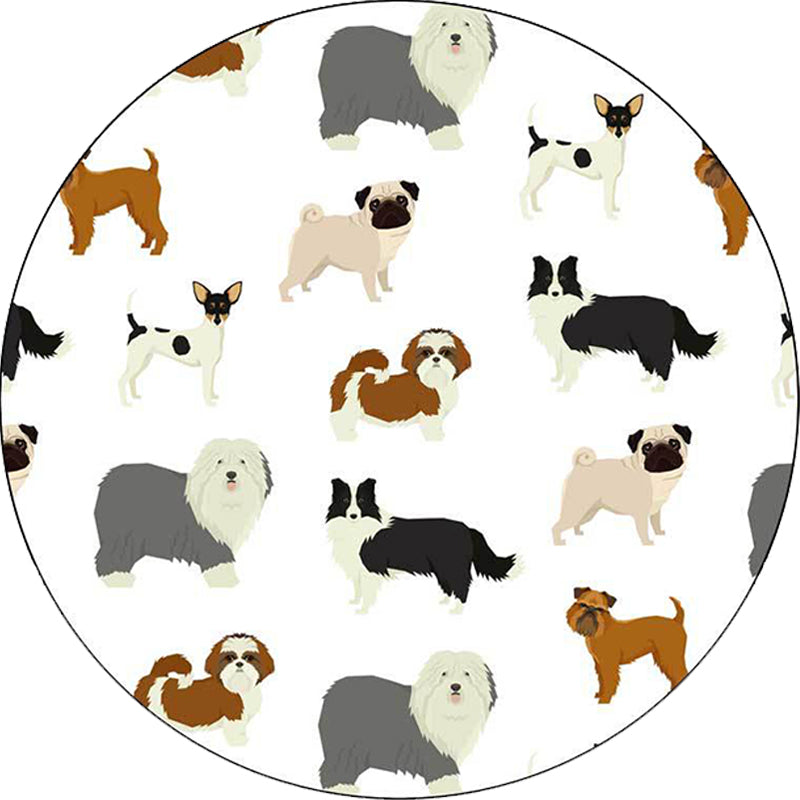 Stornfield | Beautiful White Children's Rug with Dog Animal Motif Washable Polyester Stain-Resistant Rug for Children's Room