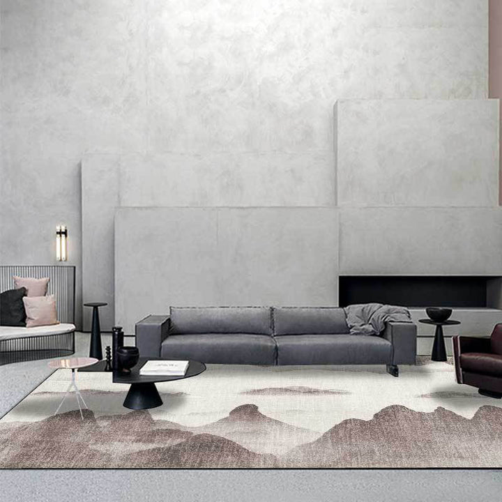 Stornfield | Traditional Beige and Grey Mountain Pattern Rug, Oriental Polyester Rug, Machine Washable, Non-Slip Backing, Living Room Rug
