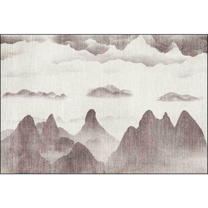 Stornfield | Traditional Beige and Grey Mountain Pattern Rug, Oriental Polyester Rug, Machine Washable, Non-Slip Backing, Living Room Rug
