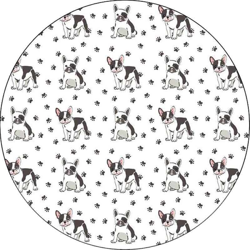 Stornfield | Kids' Bedroom Rug in White with Dog Paw Pattern, Polyester, Non-Slip Backing, Pet-Friendly Rug
