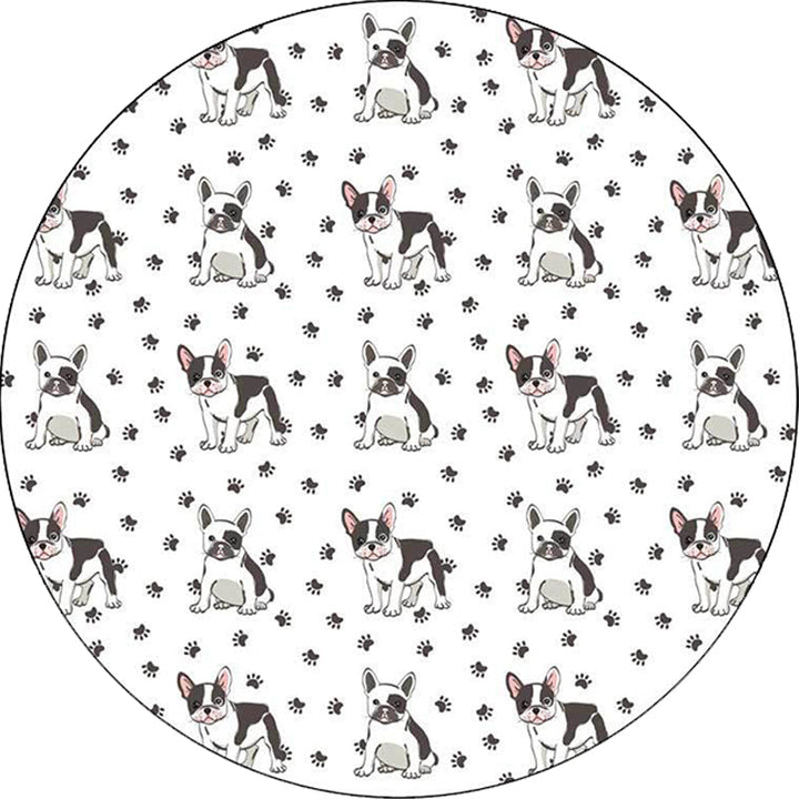 Stornfield | Kids' Bedroom Rug in White with Dog Paw Pattern, Polyester, Non-Slip Backing, Pet-Friendly Rug