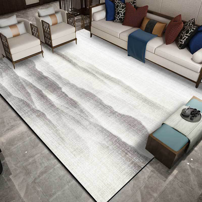 Stornfield | Vintage Ink Painting Carpet with Mountain Grey Polyester, Machine Washable Rug, Non-Slip Mat for Bedroom