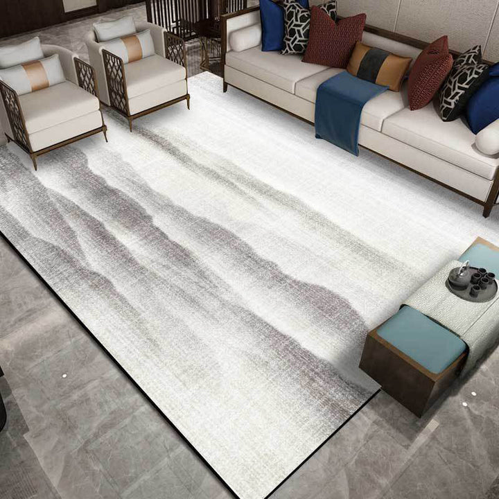 Stornfield | Vintage Ink Painting Carpet with Mountain Grey Polyester, Machine Washable Rug, Non-Slip Mat for Bedroom