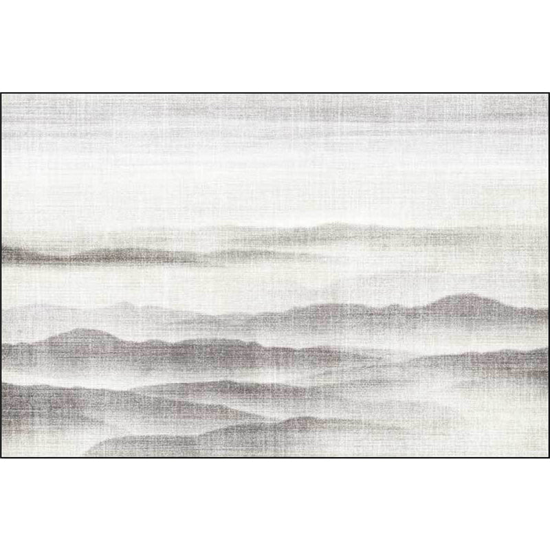 Stornfield | Vintage Ink Painting Carpet with Mountain Grey Polyester, Machine Washable Rug, Non-Slip Mat for Bedroom