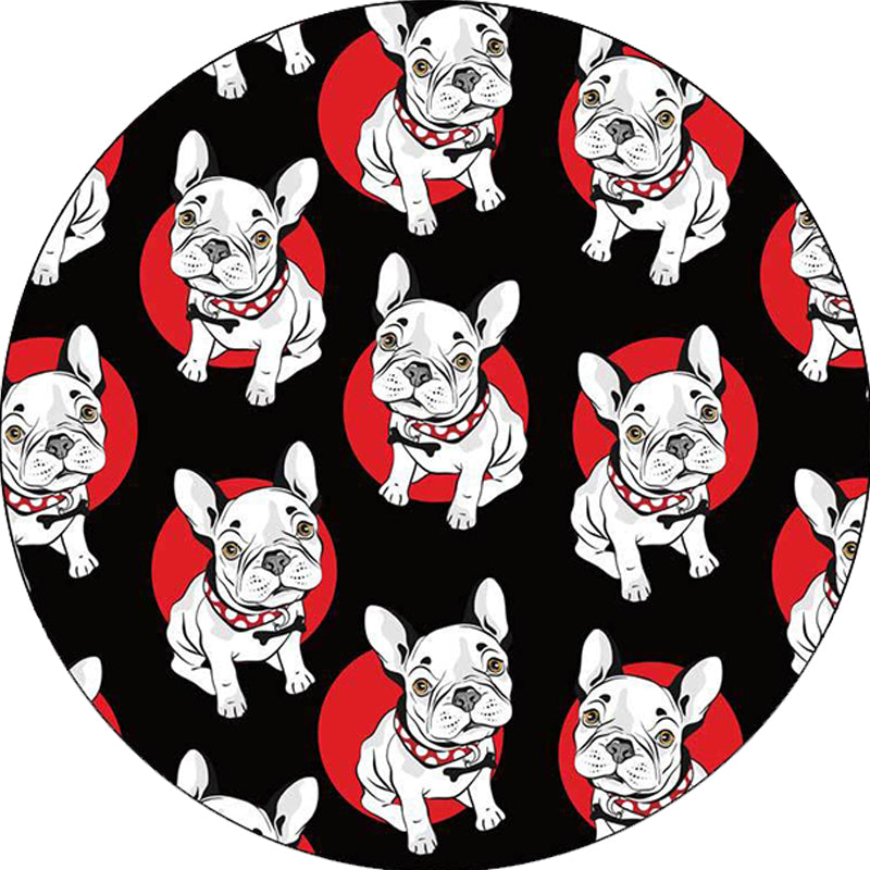 Stornfield | Kids' Black Bedroom Rug with Animal Dog Pattern, Non-Slip Polyester