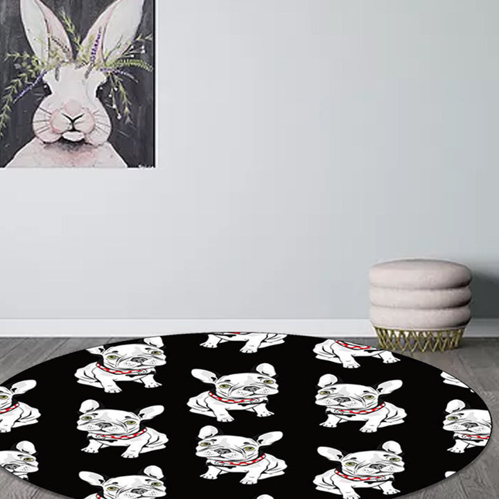 Stornfield | Kids' Black Bedroom Rug with Animal Dog Pattern, Non-Slip Polyester