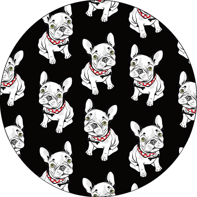 Stornfield | Kids' Black Bedroom Rug with Animal Dog Pattern, Non-Slip Polyester