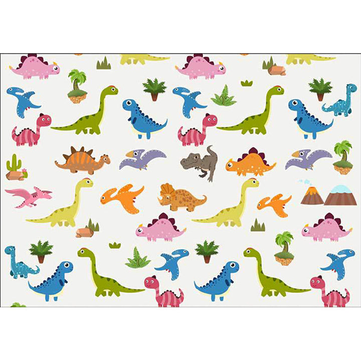 Stornfield | Stylish Polyester Kids' Rug with White Tree Leaf Dinosaur Animal Pattern, Non-Slip Mat for Children's Bedroom