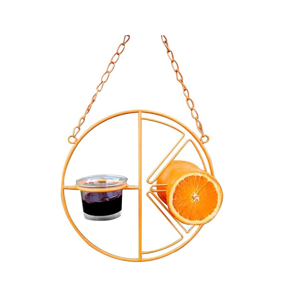 Hanging bird feeder made of metal