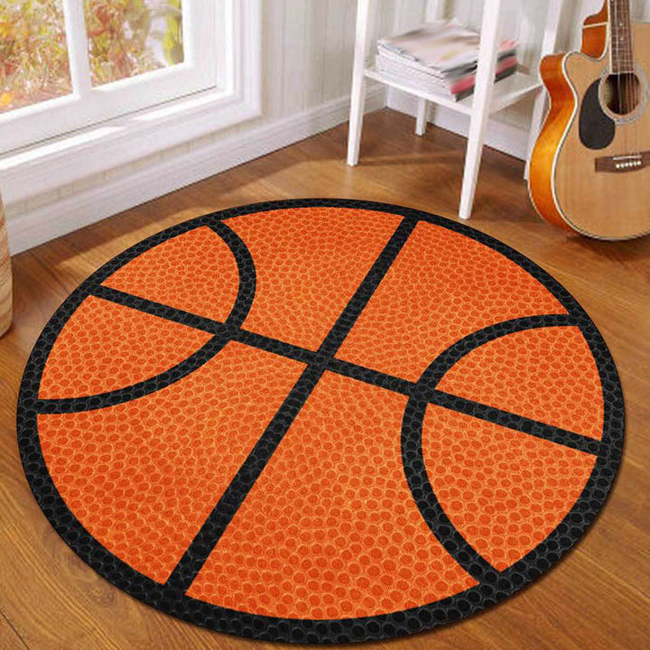 Stornfield | Orange Basketball Sports Kids' Simple Rug Washable Polyester Mat for Children's Room