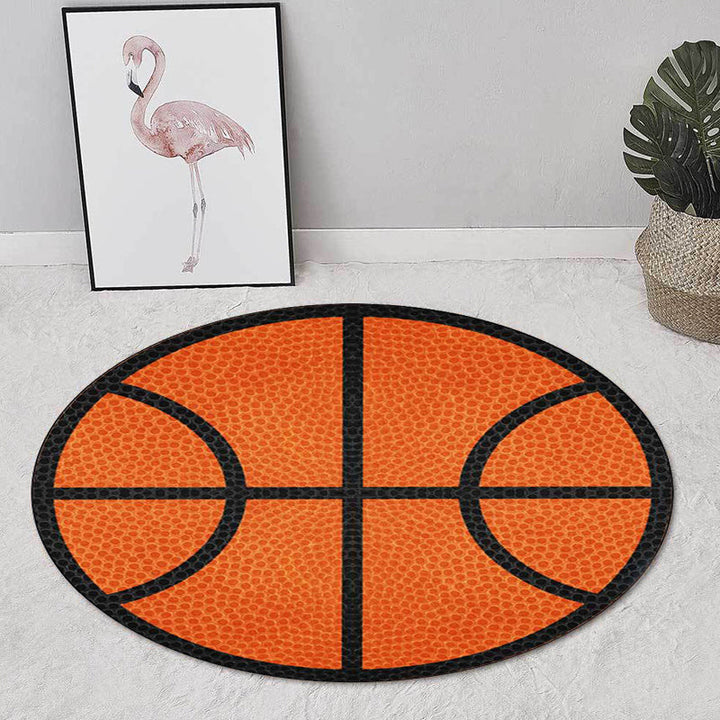Stornfield | Orange Basketball Sports Kids' Simple Rug Washable Polyester Mat for Children's Room