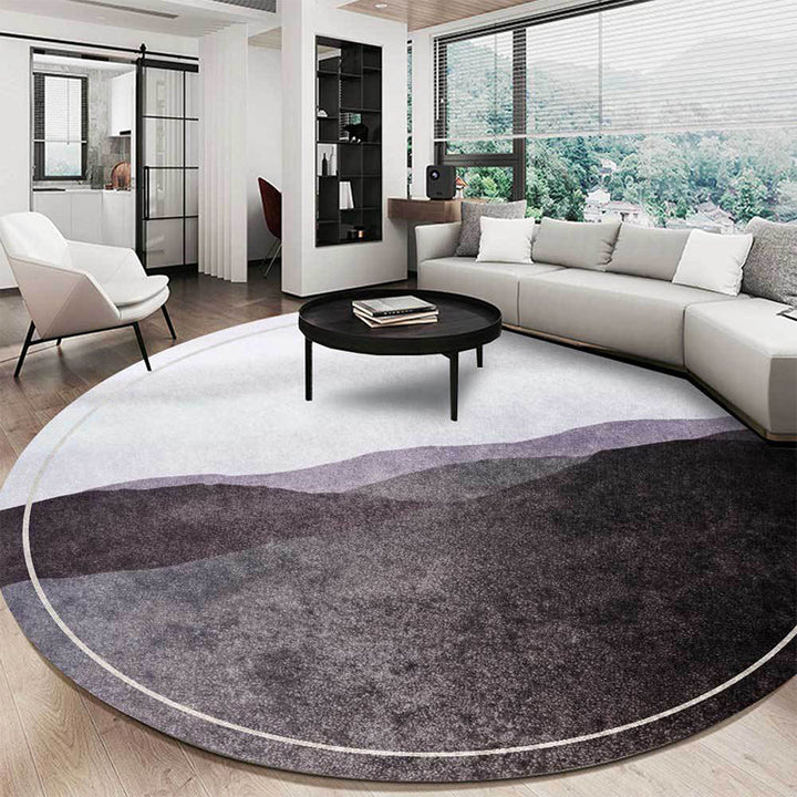 Stornfield | Oriental Polyester Rug in Green and Grey with Mountain Shadow Pattern Washable Non-Slip Rug for Living Room