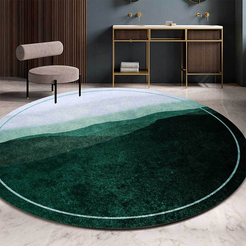 Stornfield | Oriental Polyester Rug in Green and Grey with Mountain Shadow Pattern Washable Non-Slip Rug for Living Room