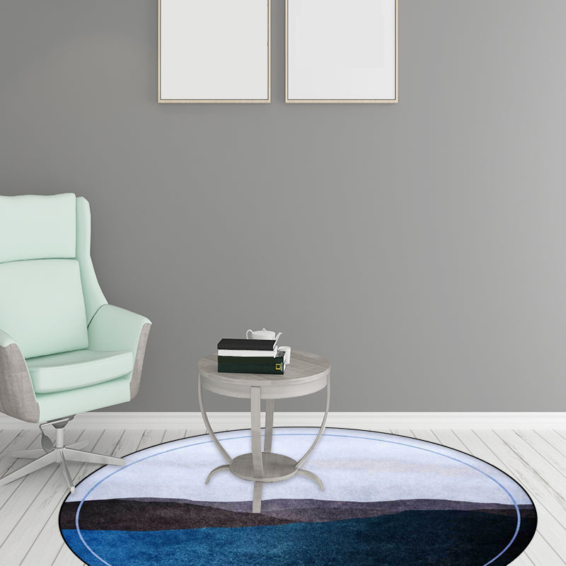 Stornfield | Oriental Polyester Rug in Green and Grey with Mountain Shadow Pattern Washable Non-Slip Rug for Living Room