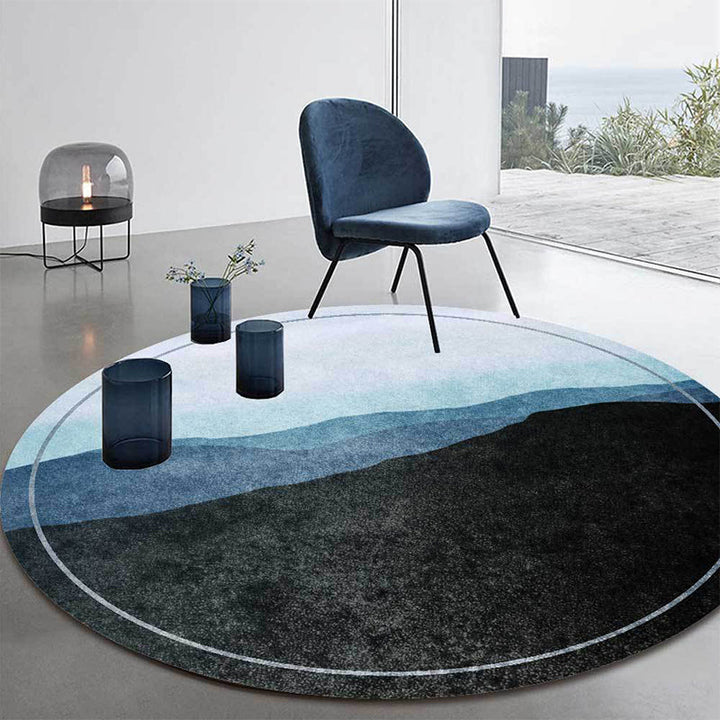Stornfield | Oriental Polyester Rug in Green and Grey with Mountain Shadow Pattern Washable Non-Slip Rug for Living Room