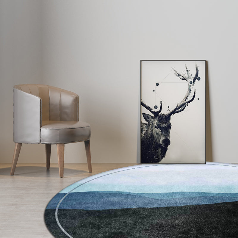 Stornfield | Oriental Polyester Rug in Green and Grey with Mountain Shadow Pattern Washable Non-Slip Rug for Living Room