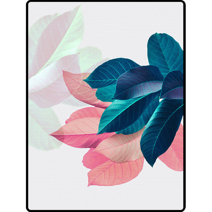Stornfield | Traditional Blue and Pink Leaf Pattern Rug Machine Washable Polyester Rug Non-Slip Bedroom Rug