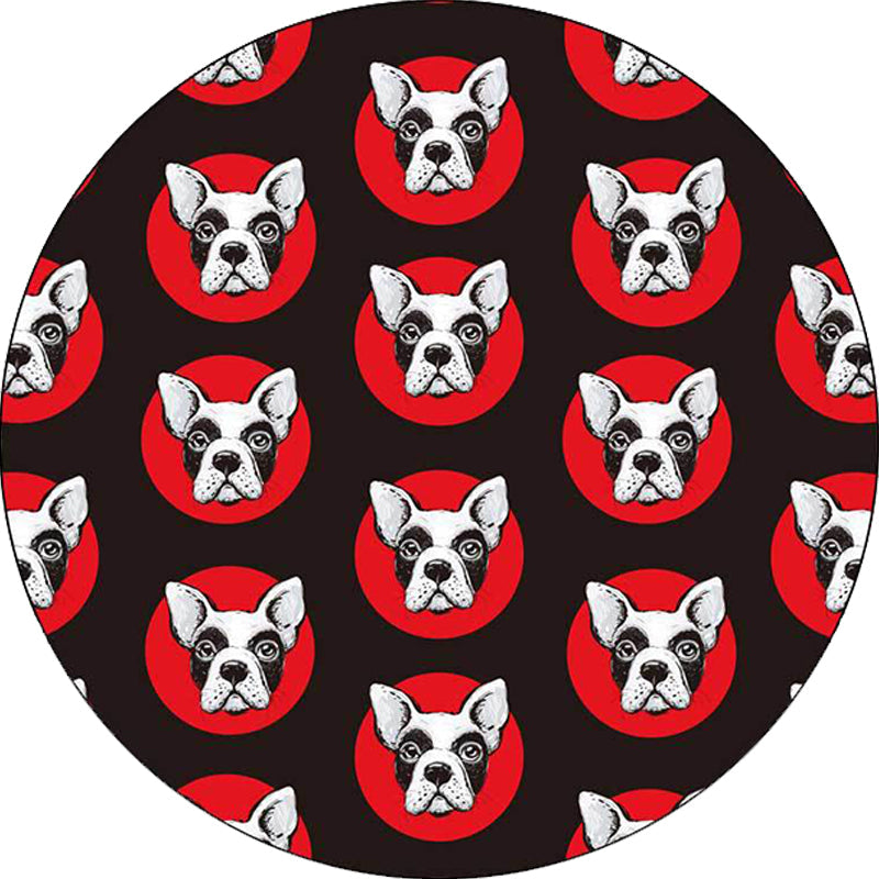 Stornfield | Kids' Bedroom Rug in Black Dog Print Stain-Resistant and Pet-Friendly Polyester.