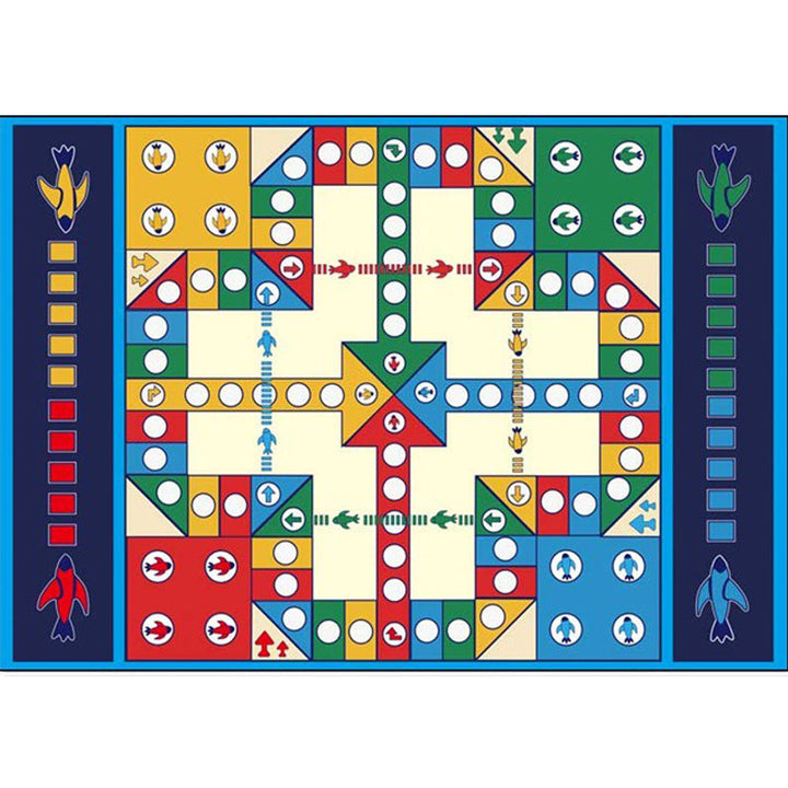Stornfield | Unique Children's Rug in Blue with Ludo Educational Motif Stain-Resistant Polyester Rug for Nursery