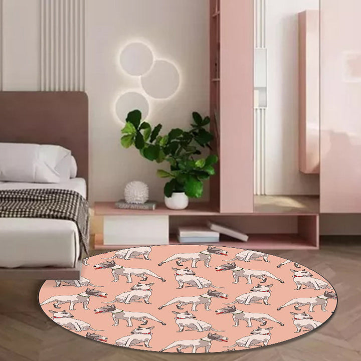 Stornfield | Orange Kids' Room Rug Dog Animal Pattern Polyester Area Rug Stain Resistant Washable Rug