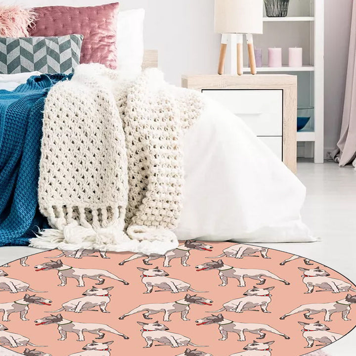 Stornfield | Orange Kids' Room Rug Dog Animal Pattern Polyester Area Rug Stain Resistant Washable Rug