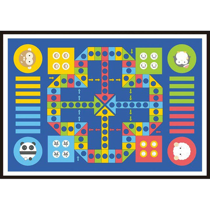 Stornfield | Blue Children's Bedroom Rug Educational Kids Rug Ludo Pattern Polyester Rug Pet Friendly Washable Rug
