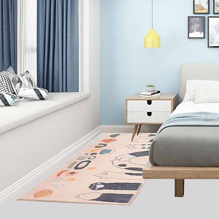 Stornfield | Apricot Kids Cat Paw Print Polyester Machine Washable Rug with Non-Slip Backing for Kids' Room