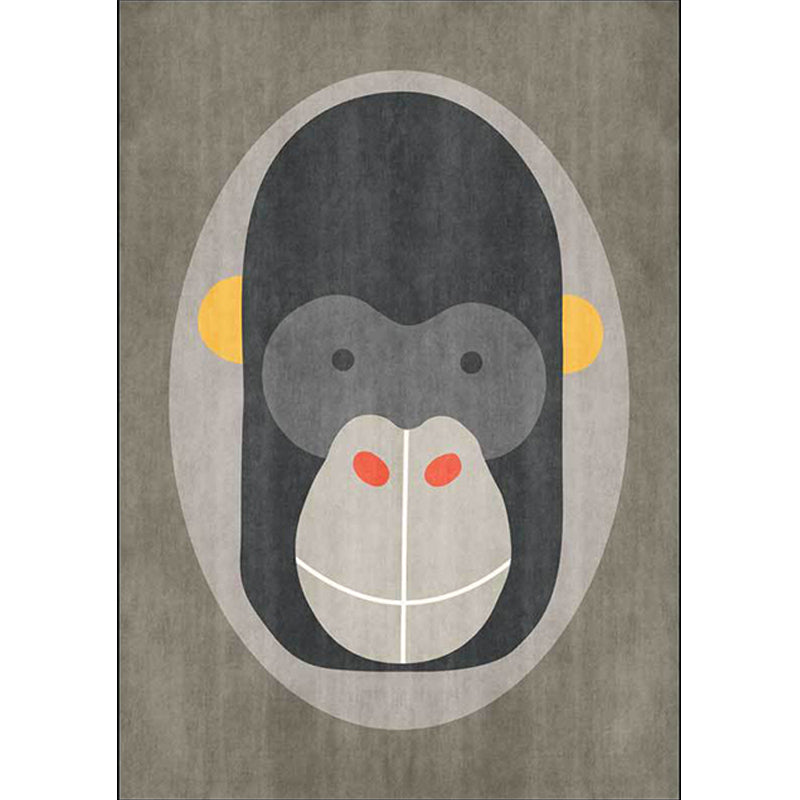 Stornfield | Casual Grey Orangutan Animal Print Kids Rug Stain Resistant Polyester Rug for Nursery & Kids Room