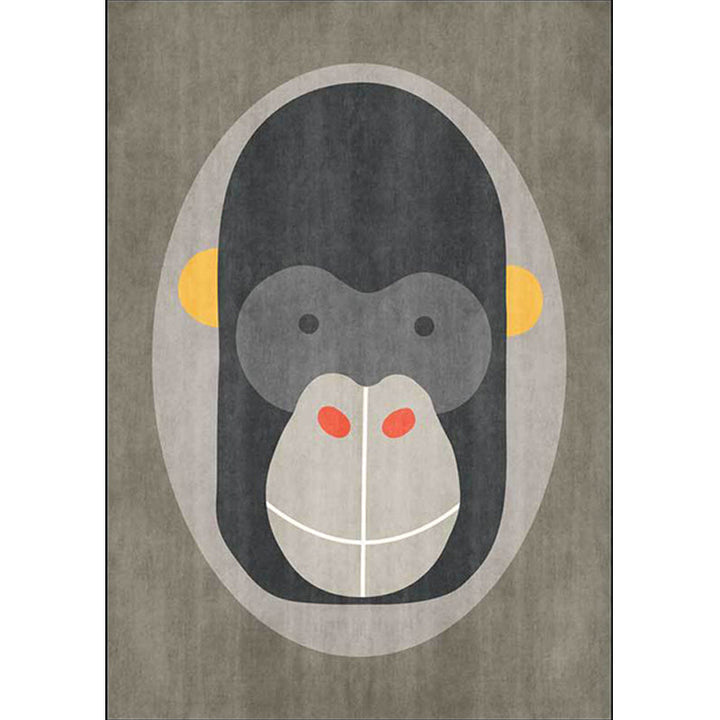 Stornfield | Casual Grey Orangutan Animal Print Kids Rug Stain Resistant Polyester Rug for Nursery & Kids Room