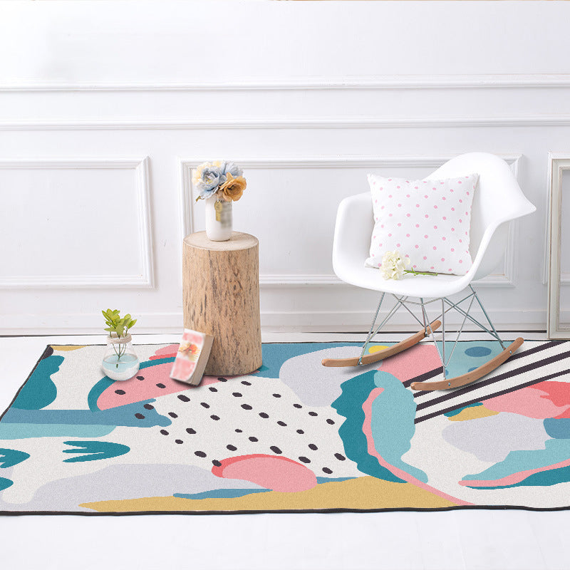 Stornfield | Original Living Room Rug Colorful Color Block Watermelon Print Polyester Anti-Slip Backing Washable Rug
