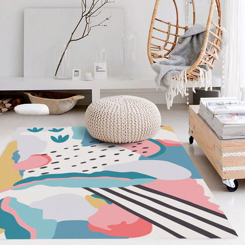 Stornfield | Original Living Room Rug Colorful Color Block Watermelon Print Polyester Anti-Slip Backing Washable Rug