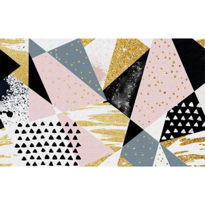 Stornfield | Pink and Gold Bedroom Rug Innovative Irregular Geometric Pattern with Dots Polyester Non-Slip Area Rug