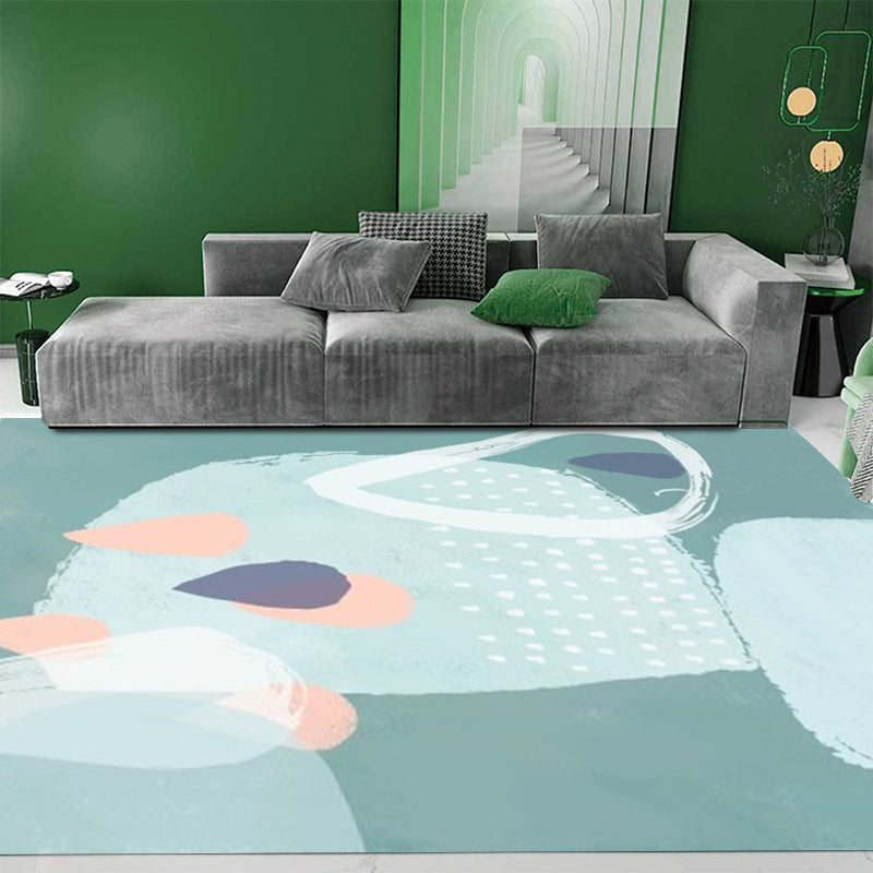 Stornfield | Green Bedroom Rug Innovative Colour Block Rug Watercolour Paint Pattern Polyester Rug Non-Slip Rug