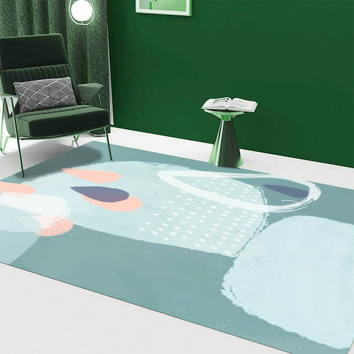 Stornfield | Green Bedroom Rug Innovative Colour Block Rug Watercolour Paint Pattern Polyester Rug Non-Slip Rug