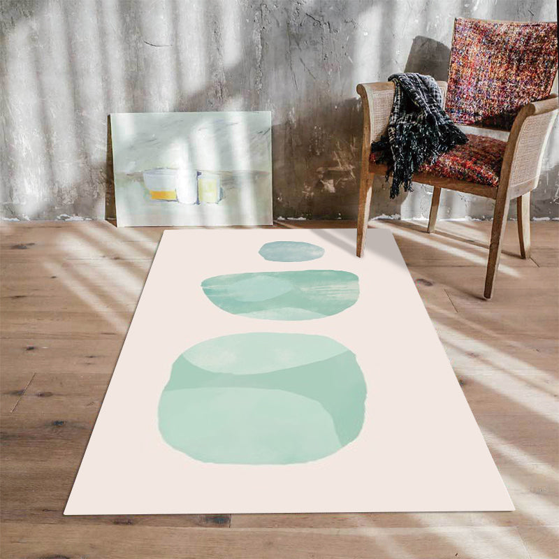 Stornfield | Scandinavian Novelty Pink and Green Color Block Watercolor Pattern Rug Non-Slip Polyester Rug for Home Decor