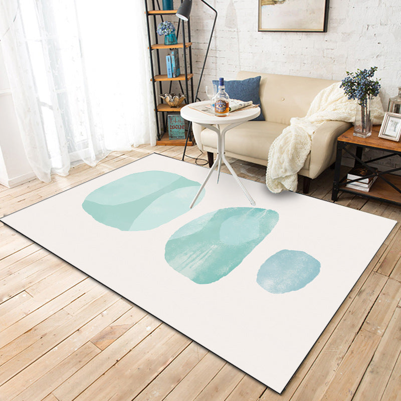 Stornfield | Scandinavian Novelty Pink and Green Color Block Watercolor Pattern Rug Non-Slip Polyester Rug for Home Decor