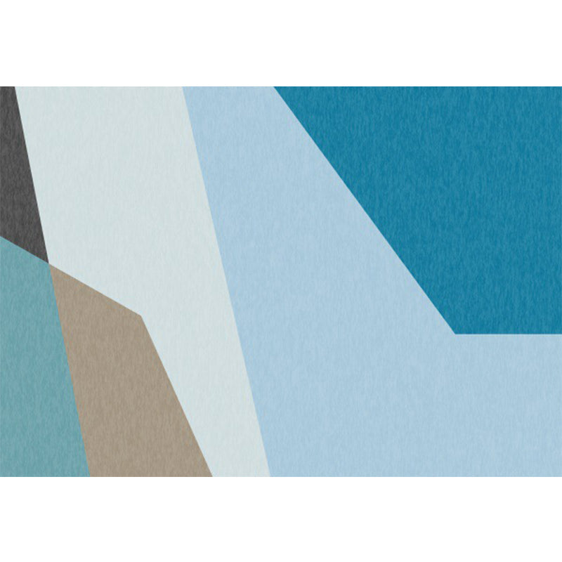 Stornfield | Simple Innovative Blue Colour Block Pattern Rug, Non-Slip Polyester Rug, Pet Friendly Rug for Home Decor