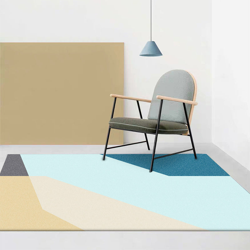 Stornfield | Simple Innovative Blue Colour Block Pattern Rug, Non-Slip Polyester Rug, Pet Friendly Rug for Home Decor
