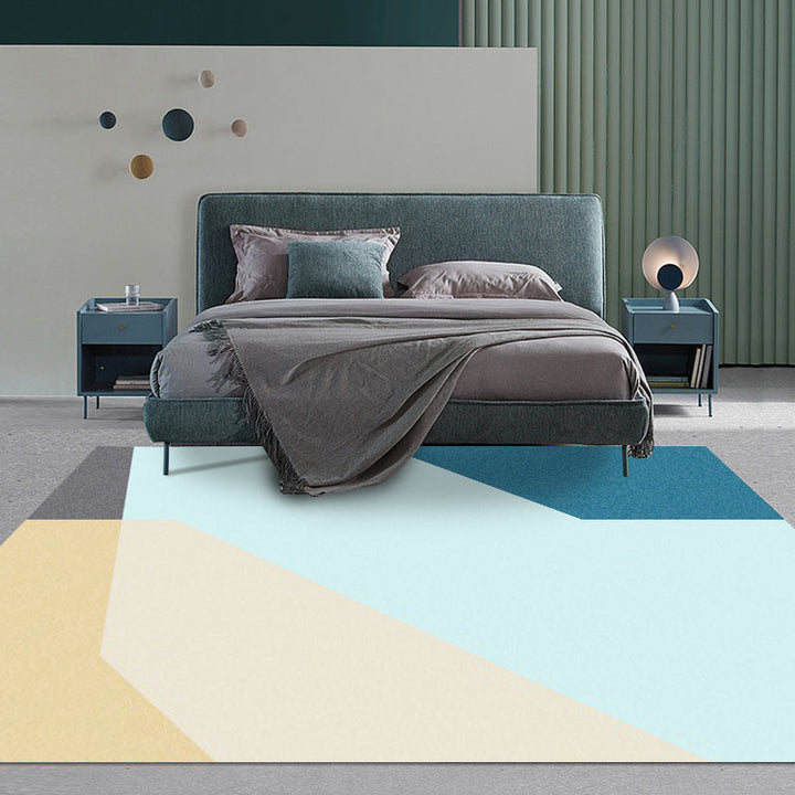 Stornfield | Simple Innovative Blue Colour Block Pattern Rug, Non-Slip Polyester Rug, Pet Friendly Rug for Home Decor