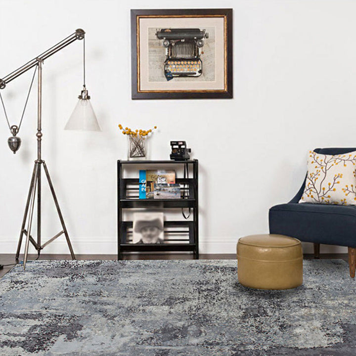Stornfield | Scandinavian Modern Rug in Abstract Grey Cement Pattern Washable Polyester Rug Non-Slip Rug for Indoor Decoration