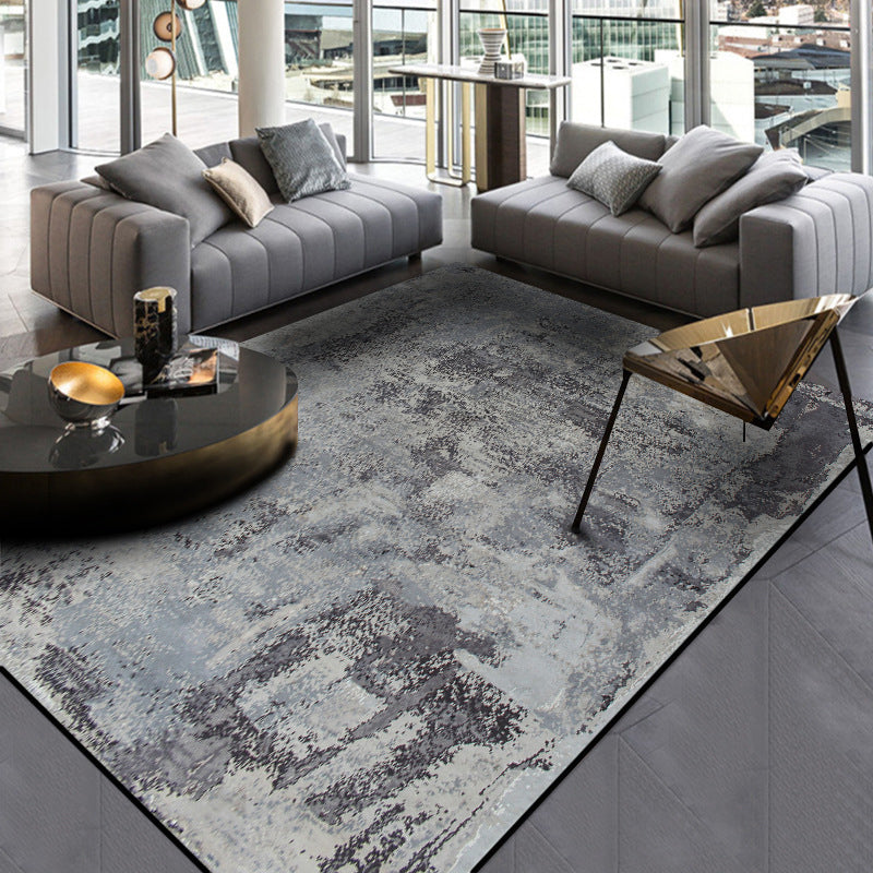 Stornfield | Scandinavian Modern Rug in Abstract Grey Cement Pattern Washable Polyester Rug Non-Slip Rug for Indoor Decoration