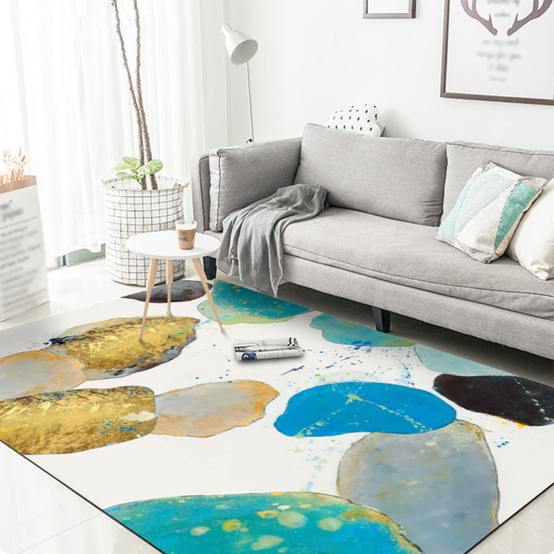 Stornfield | White Bedroom Rug Splash Colour Block Pattern Polyester Area Rug Washable Non-Slip Backing