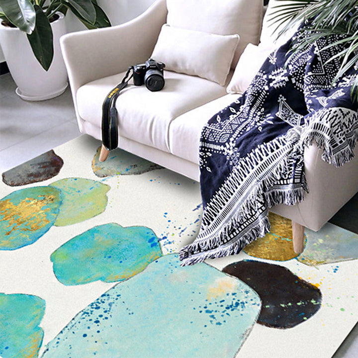 Stornfield | White Bedroom Rug Splash Colour Block Pattern Polyester Area Rug Washable Non-Slip Backing