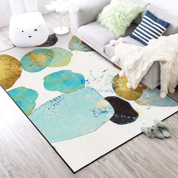Stornfield | White Bedroom Rug Splash Colour Block Pattern Polyester Area Rug Washable Non-Slip Backing