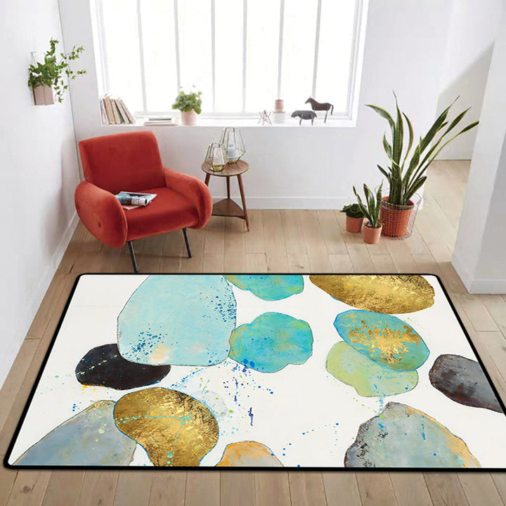 Stornfield | White Bedroom Rug Splash Colour Block Pattern Polyester Area Rug Washable Non-Slip Backing