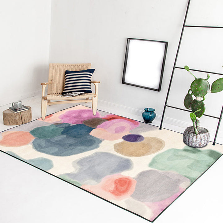 Stornfield | Nordic Polyester Novelty Rug with Yellow Color Block Bubble Pattern Washable Carpet for Home Decor