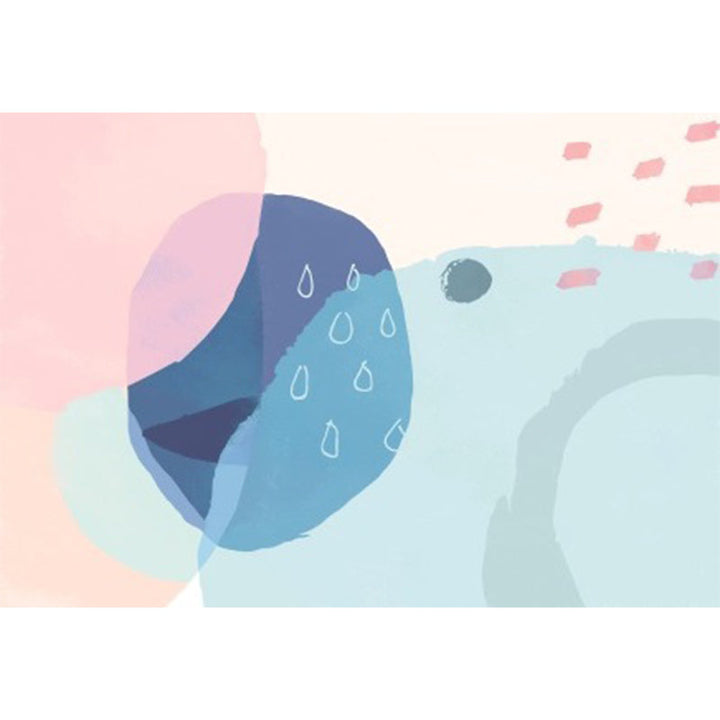 Stornfield | Blue and Pink Watercolor Paint Pattern Color Block Bedroom Rug Polyester Area Rug Washable