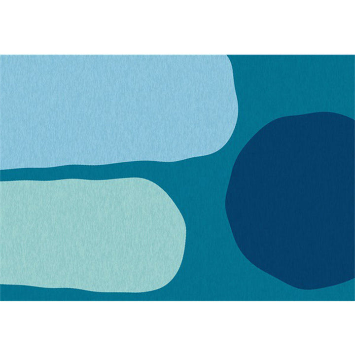 Stornfield | Blue Bedroom Rug Original Box Pattern Machine Washable Polyester Rug
