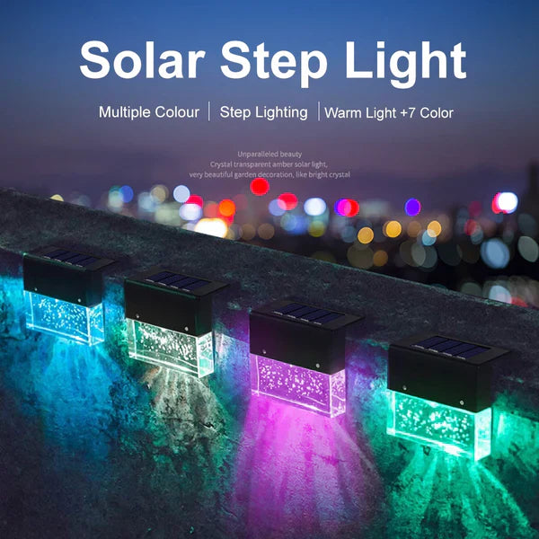 Stornfield | Solar Deck Lights Set of 4, Outdoor Solar Stair Lights, Warm White/Color Changing Solar Fence Lights for Garden Patio