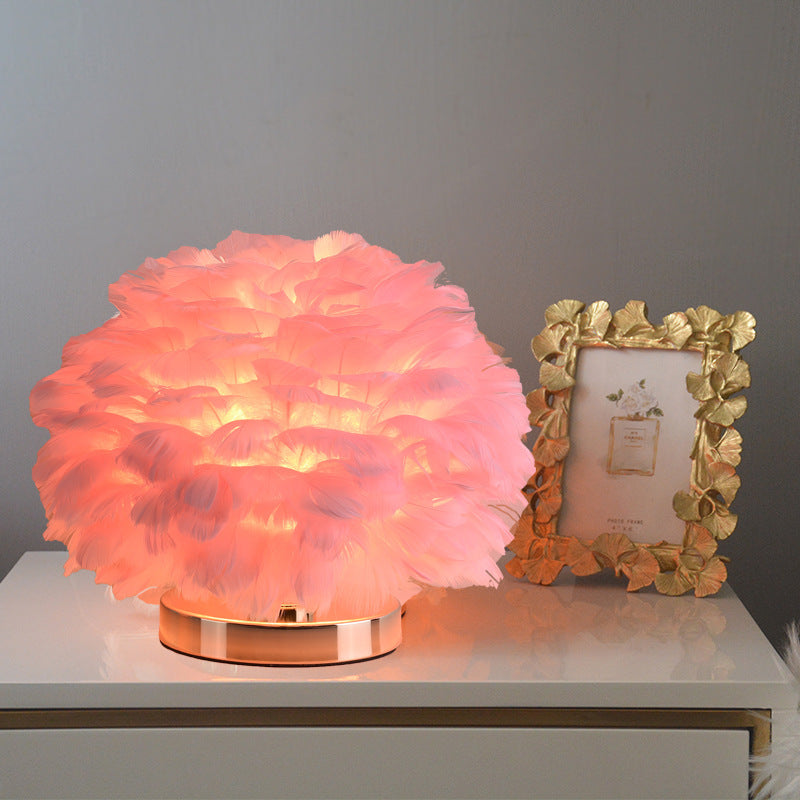 Stornfield | Luxury Feather Table Lamp for Bedroom or Bedside Table